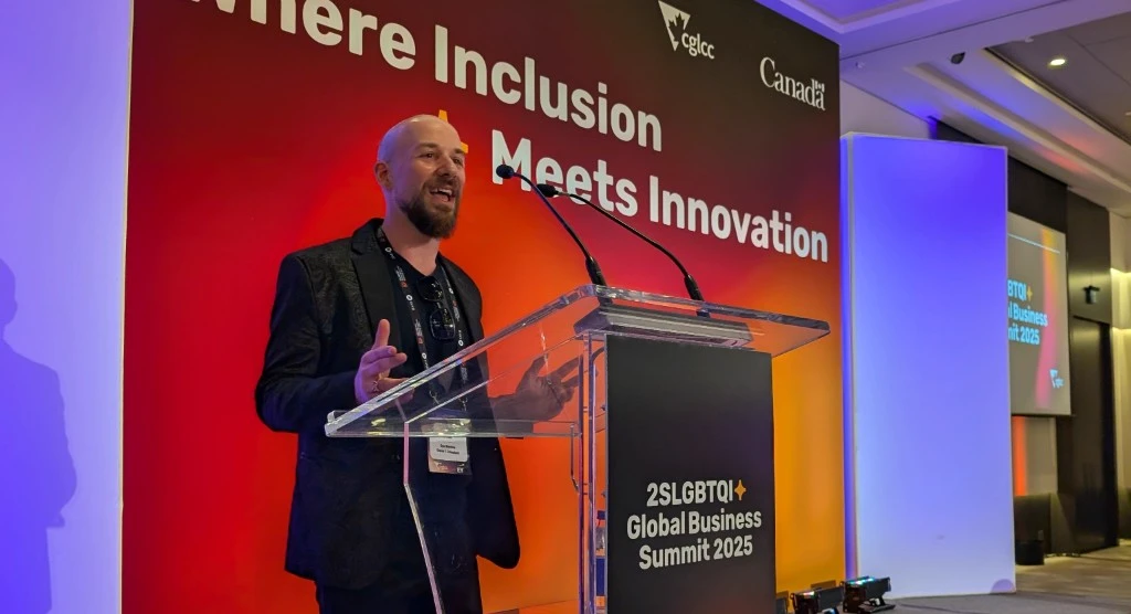 Mitch speaking at 2SLGBTQI+ Global Business Summit 2025